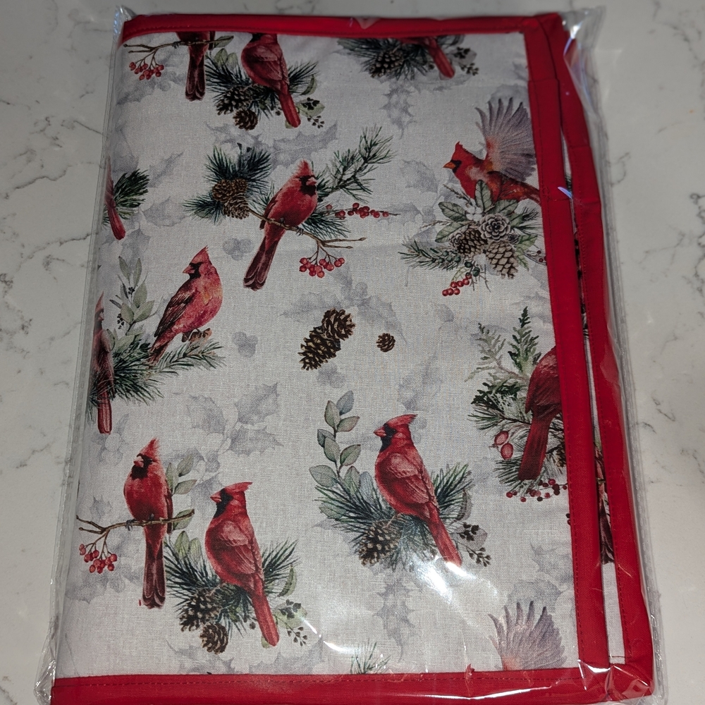 Festive Cardinal Holiday Tablecloth